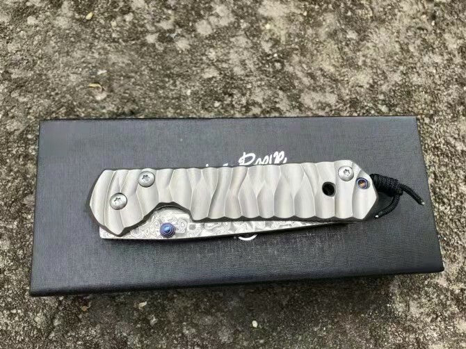 7'' New Damascus Blade Sebenza 21 Style Full T4C Handle Folding Knife DF05M
