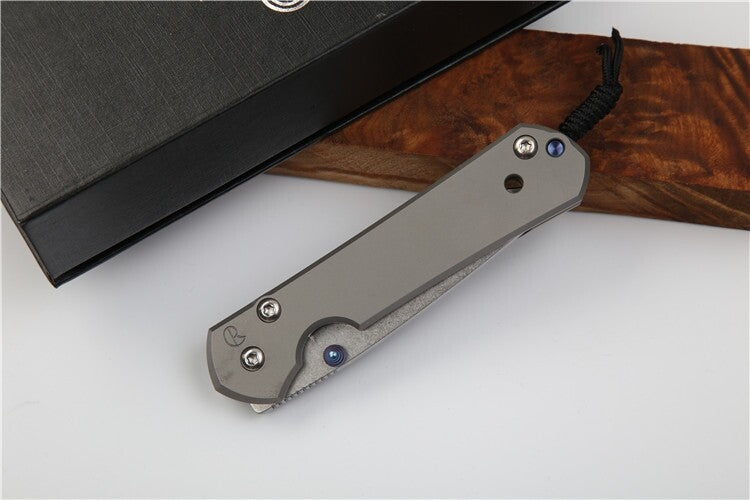 New CNC D2 Blade Sebenza 21 Style Full T4C Titanium Handle  Folding Knife DF23