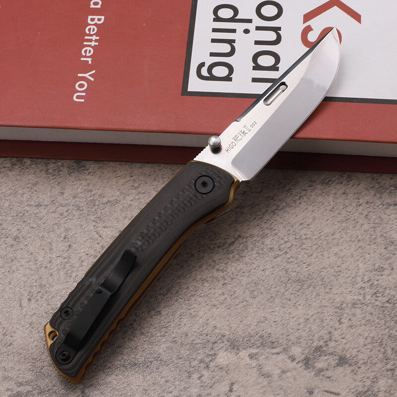 8''New VG10 Blade TC4 Inlay Carbon Fiber Handle CampingTool Folding Knife VTF189