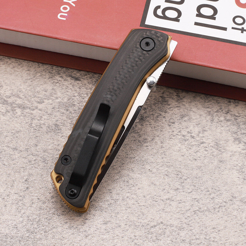 8''New VG10 Blade TC4 Inlay Carbon Fiber Handle CampingTool Folding Knife VTF189
