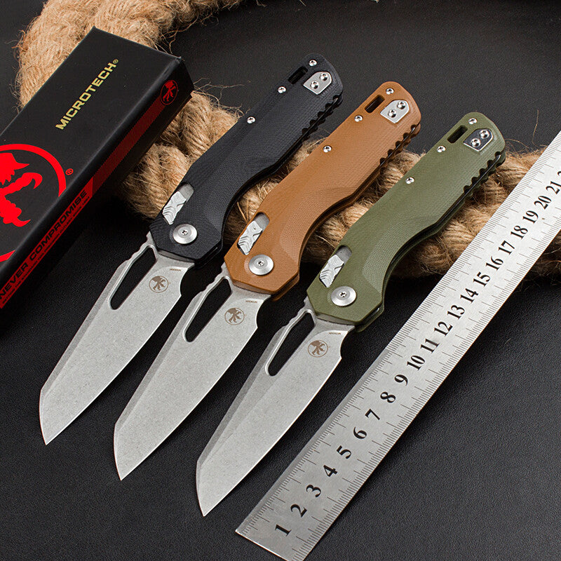 8.5'' New Stone Wash M390 Blade G10 Handle Camping Folding Pocket Knife VTF102