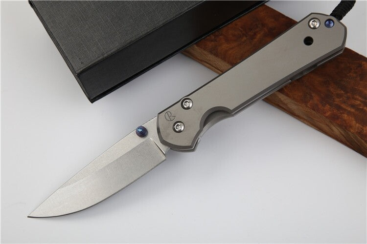 New CNC D2 Blade Sebenza 21 Style Full T4C Titanium Handle  Folding Knife DF23