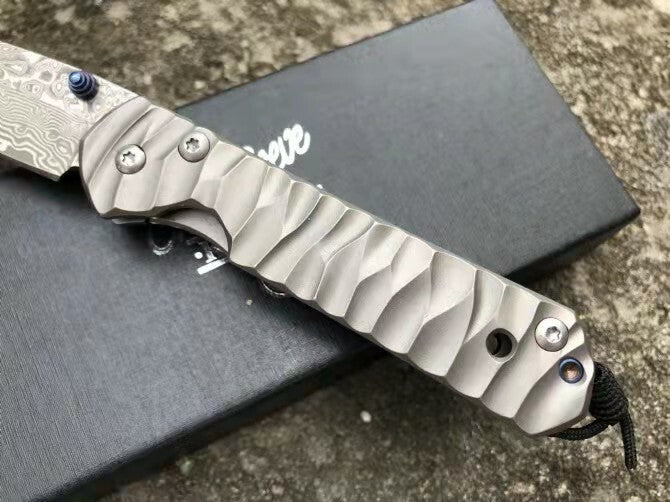 7'' New Damascus Blade Sebenza 21 Style Full T4C Handle Folding Knife DF05M