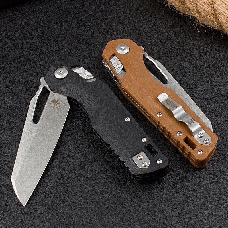 8.5'' New Stone Wash M390 Blade G10 Handle Camping Folding Pocket Knife VTF102