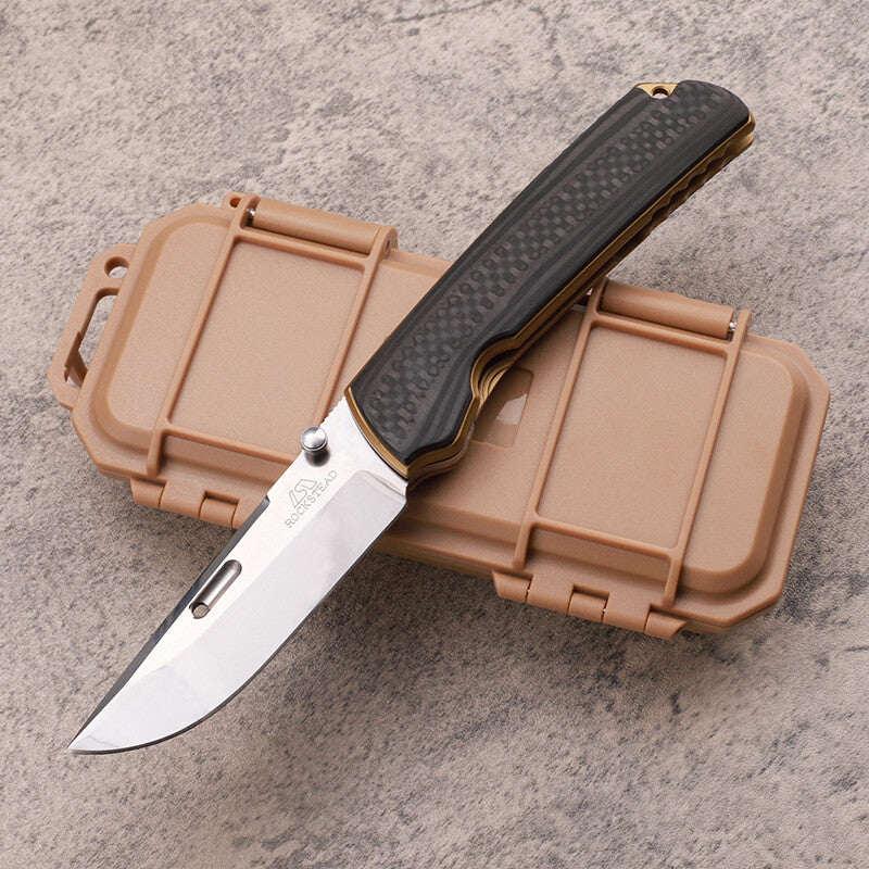 8''New VG10 Blade TC4 Inlay Carbon Fiber Handle CampingTool Folding Knife VTF189