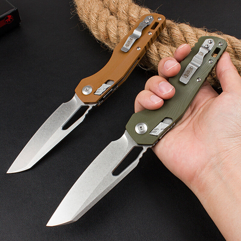 8.5'' New Stone Wash M390 Blade G10 Handle Camping Folding Pocket Knife VTF102