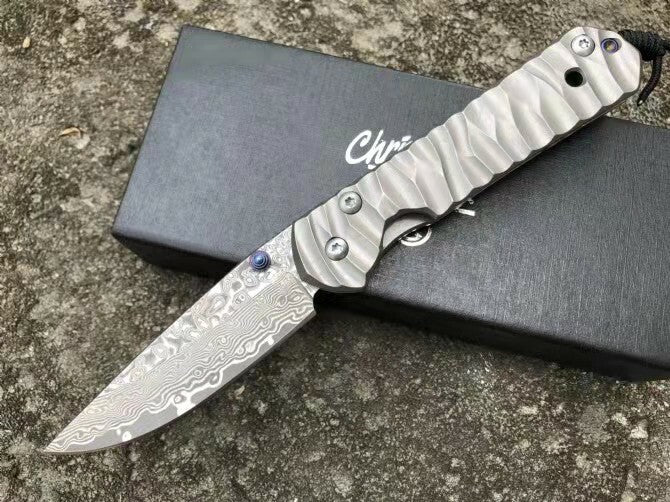 7'' New Damascus Blade Sebenza 21 Style Full T4C Handle Folding Knife DF05M