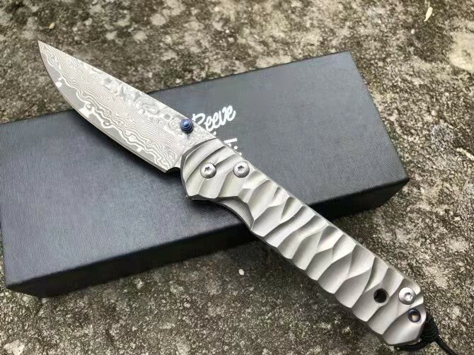 7'' New Damascus Blade Sebenza 21 Style Full T4C Handle Folding Knife DF05M