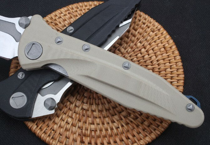 9" New Manual Folding Knife D2 Blade G10 Handle Line Lock Pocket Knife DF137
