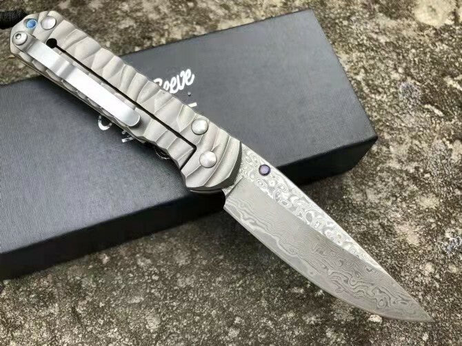 7'' New Damascus Blade Sebenza 21 Style Full T4C Handle Folding Knife DF05M