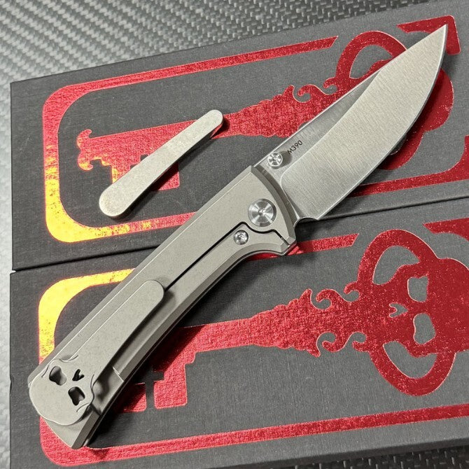 7'' New Folding Knife M390 Blade Full T4C Titanium Handle  Camping Knife VTF95