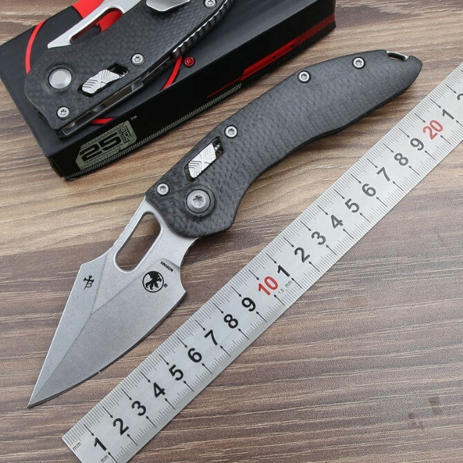 8.5'' New StoneWash M390 Blade Carbon Fibre Handle Survival Folding Knife VTF154