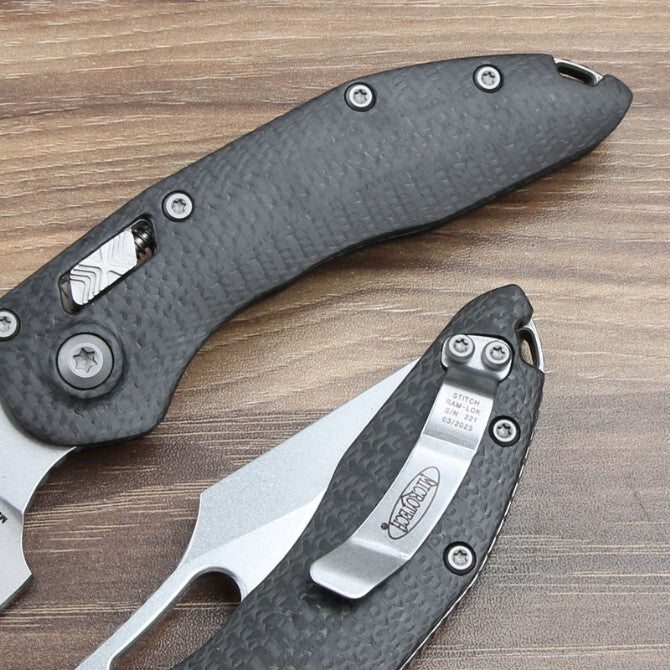 8.5'' New StoneWash M390 Blade Carbon Fibre Handle Survival Folding Knife VTF154