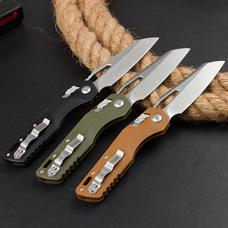 8.5'' New Stone Wash M390 Blade G10 Handle Camping Folding Pocket Knife VTF102