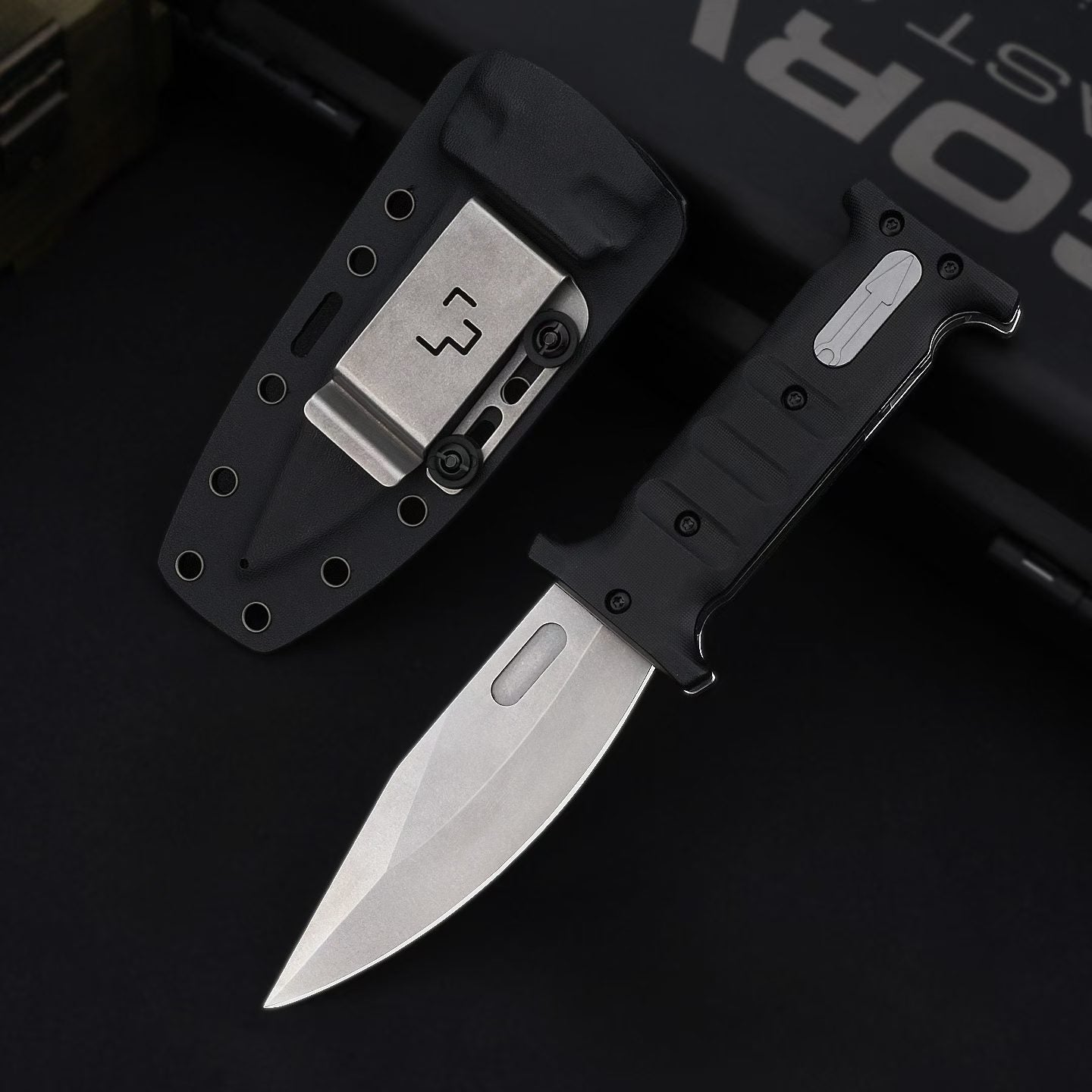12.5'' D2 Fixed Blade TPE Handle Collection Outdoor Unique Design Extension Tools Hunting VTH35