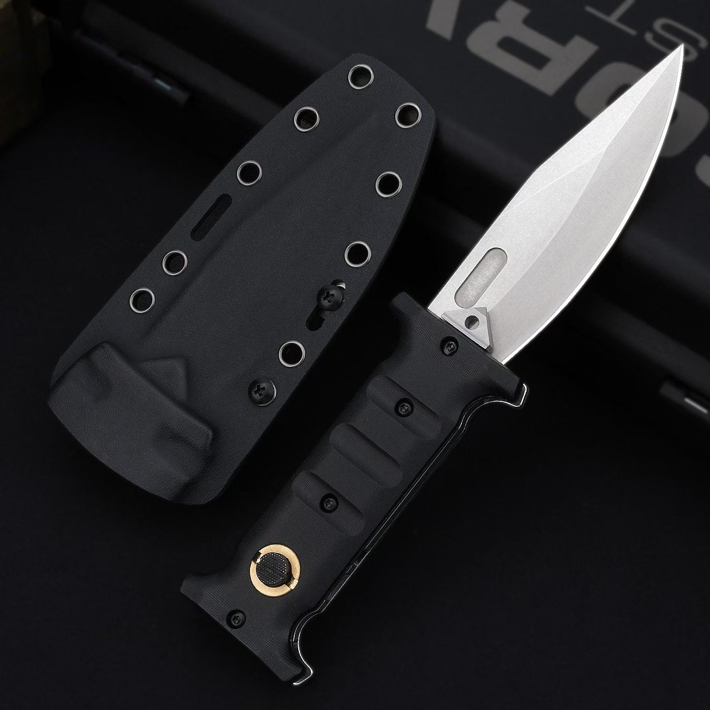 12.5'' D2 Fixed Blade TPE Handle Collection Outdoor Unique Design Extension Tools Hunting VTH35