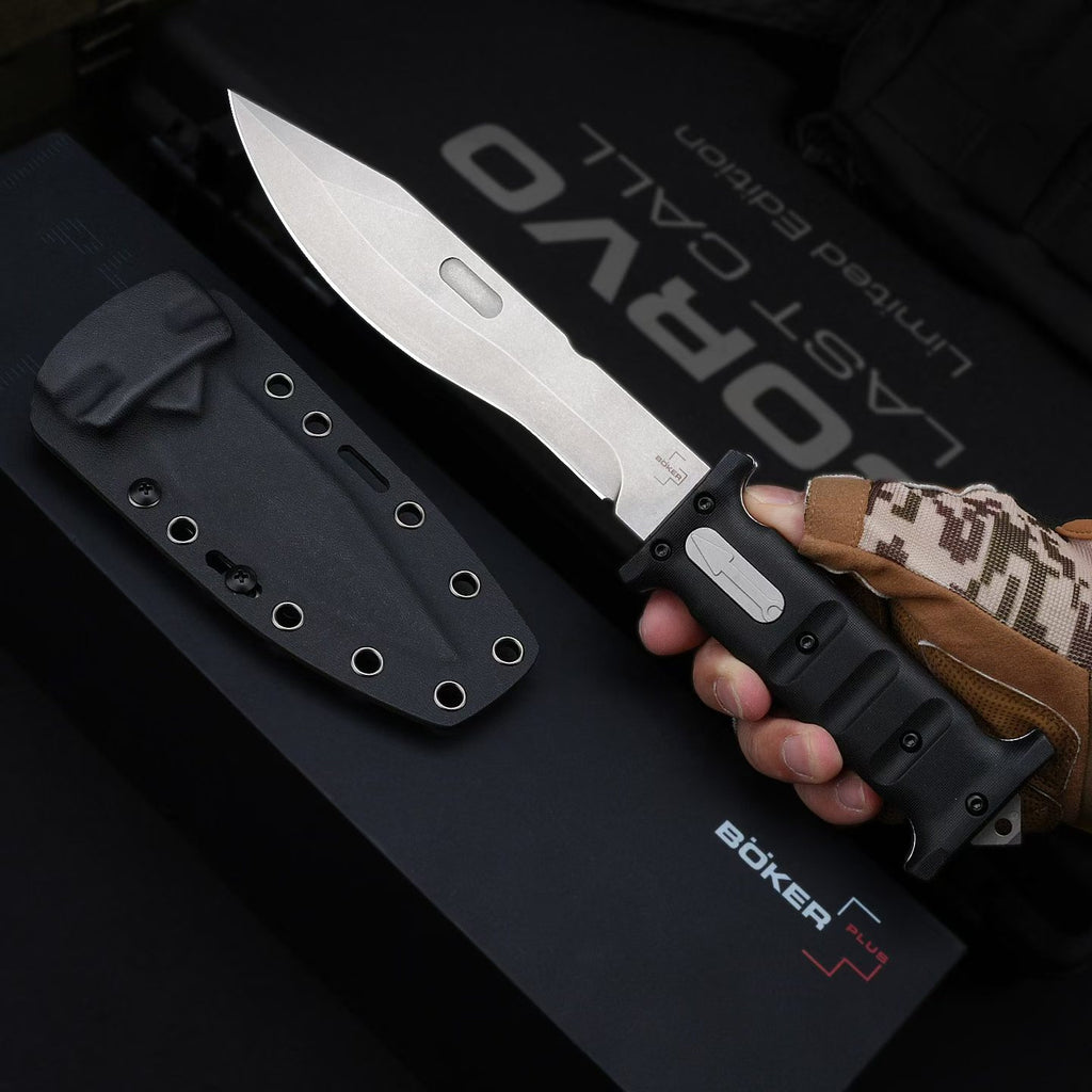 12.5'' D2 Fixed Blade TPE Handle Collection Outdoor Unique Design Extension Tools Hunting VTH35