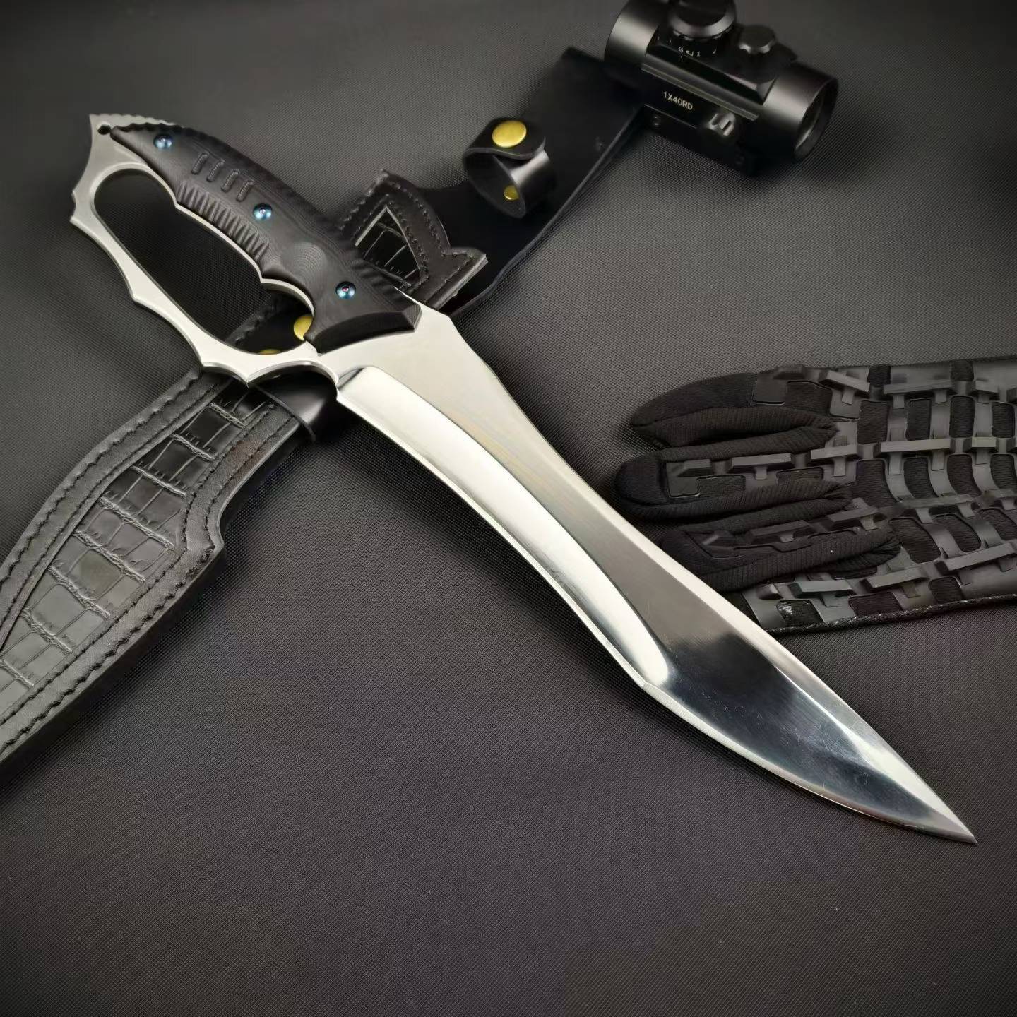 18'' New Fix Knife AUS-8 Stell Blade G10 Handle Camping Outdoor Tool Hunting Knife