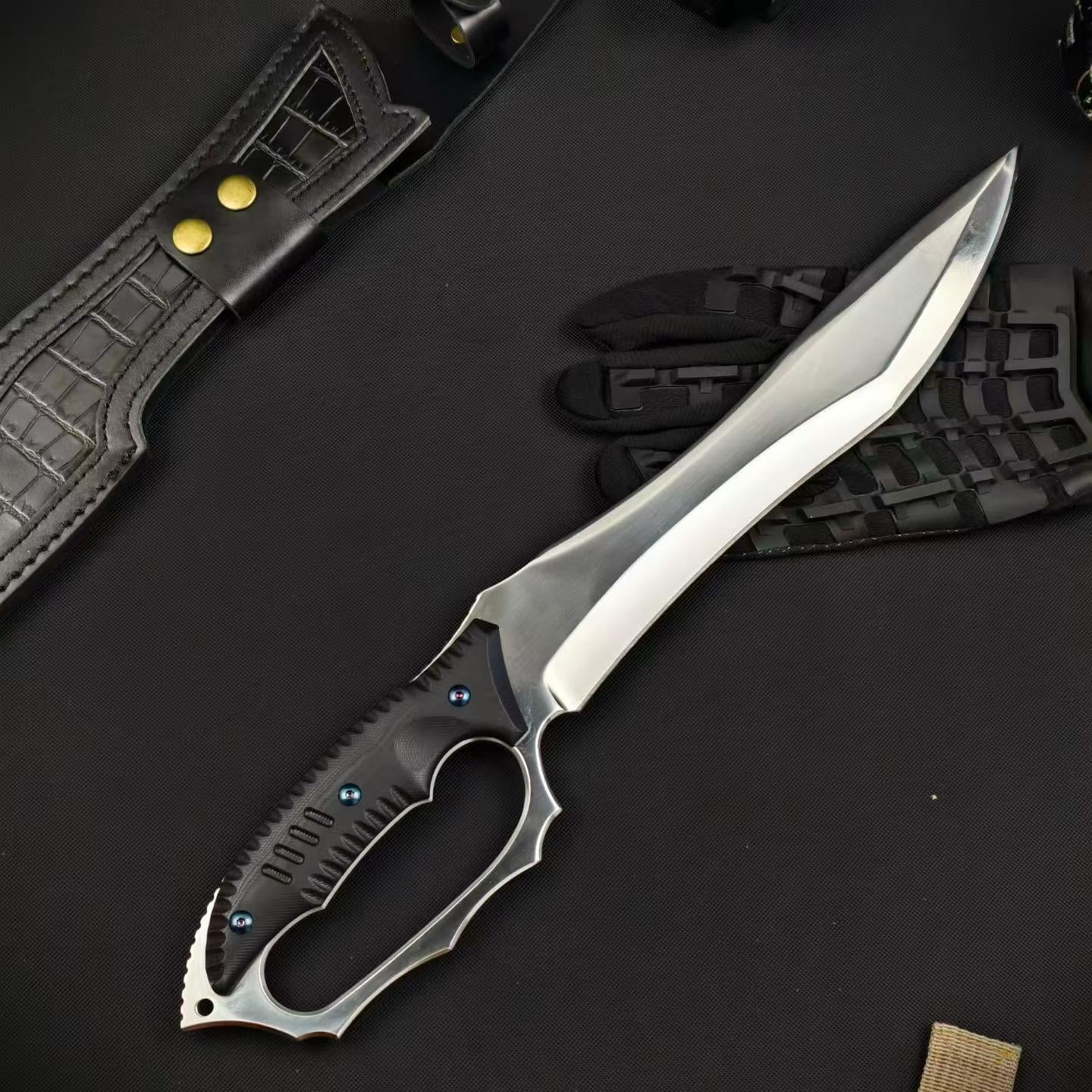 18'' New Fix Knife AUS-8 Stell Blade G10 Handle Camping Outdoor Tool Hunting Knife