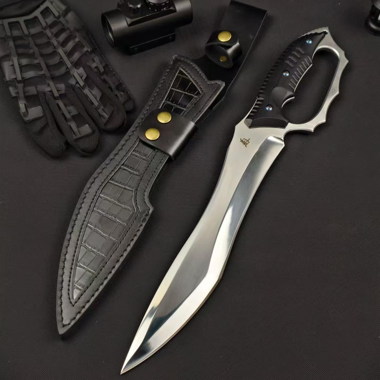 18'' New Fix Knife AUS-8 Stell Blade G10 Handle Camping Outdoor Tool Hunting Knife