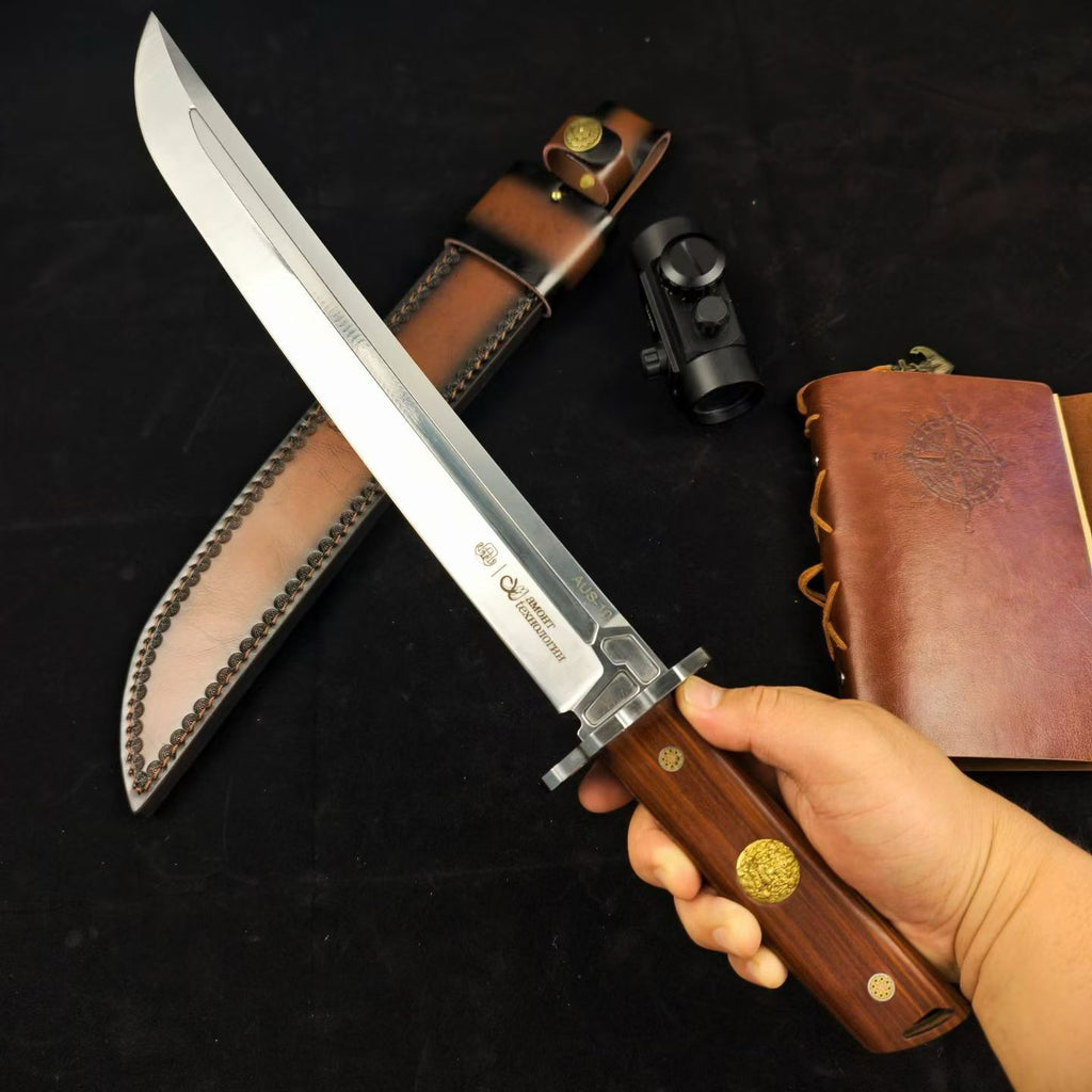 19'' New Fix Knife AUS-10 Stell Blade Sandalwood Handle Camping Outdoor Tool  Hunting Knife