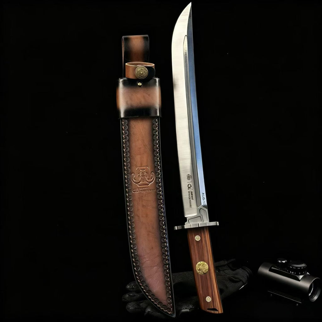 19'' New Fix Knife AUS-10 Stell Blade Sandalwood Handle Camping Outdoor Tool  Hunting Knife
