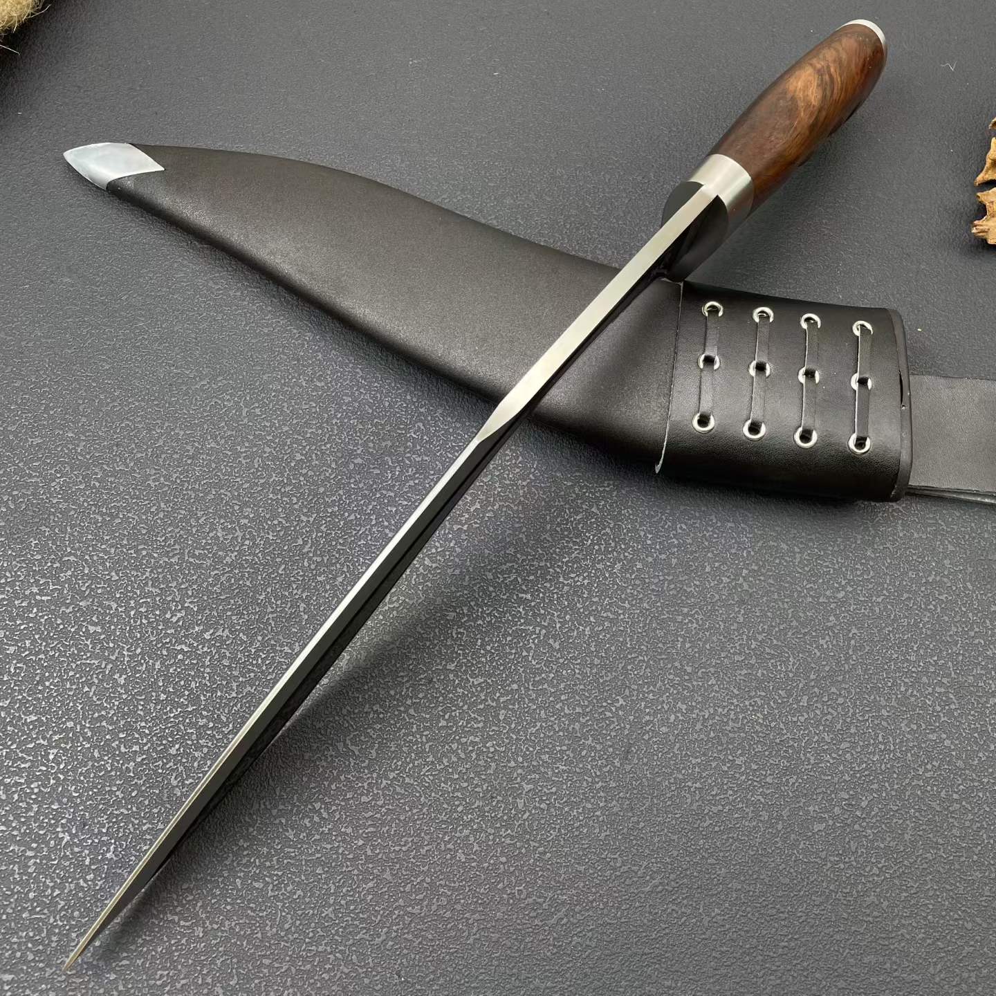 18‘’ New Fix Knife 9Cr18MoV Stainless Steel Blade Wood Handle Camping Hunting Knife