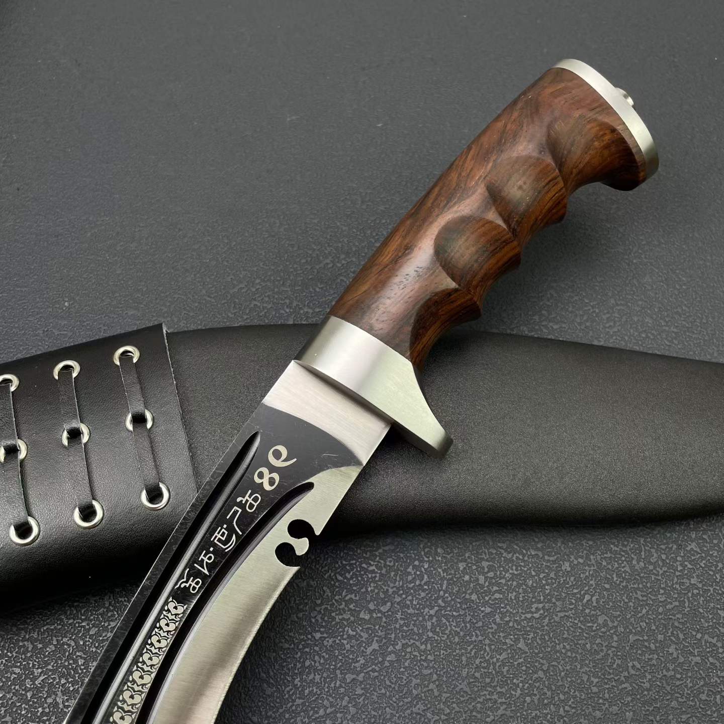 18‘’ New Fix Knife 9Cr18MoV Stainless Steel Blade Wood Handle Camping Hunting Knife