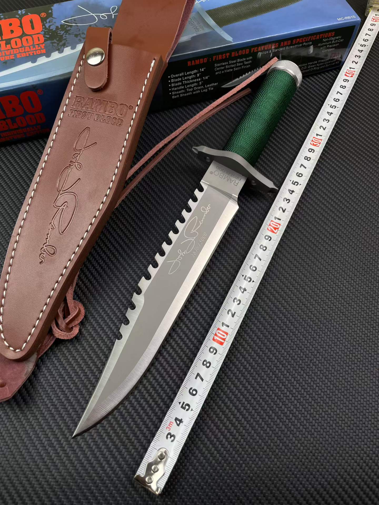 14'' New Rambo 1 First Blood Bowie Camping Combat Tactics Hunting Knife VTH38A