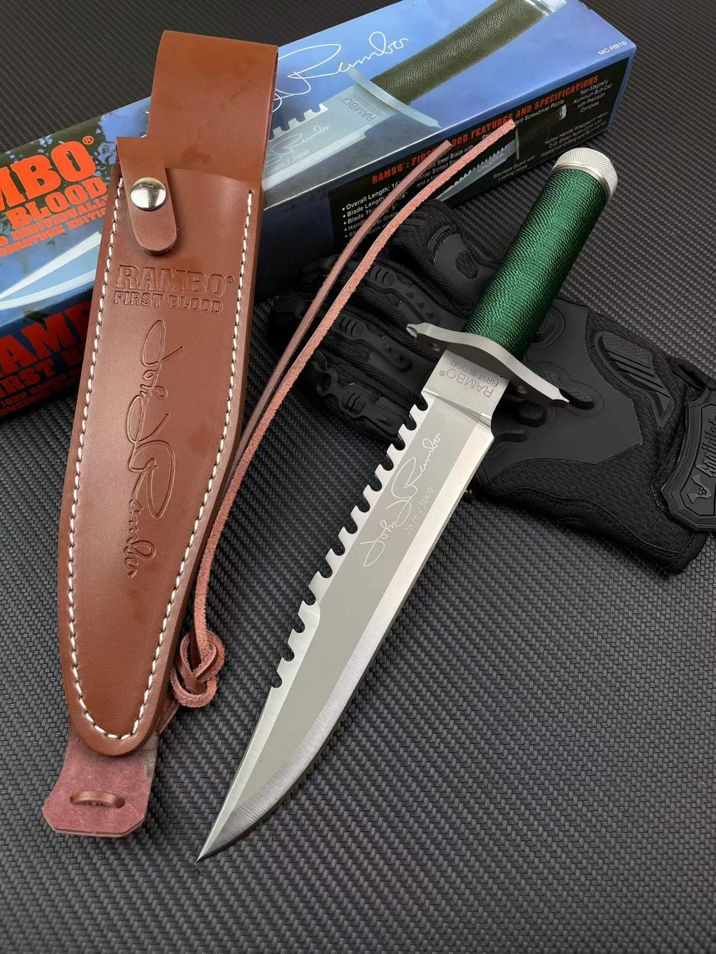 14'' New Rambo 1 First Blood Bowie Camping Combat Tactics Hunting Knife VTH38A