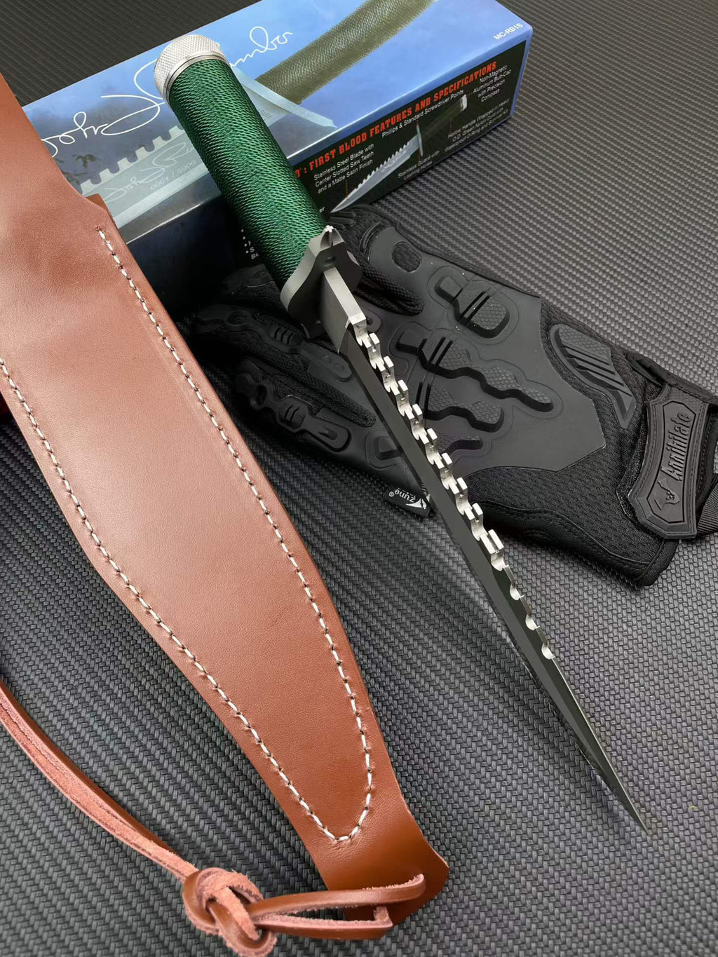 14'' New Rambo 1 First Blood Bowie Camping Combat Tactics Hunting Knife VTH38A
