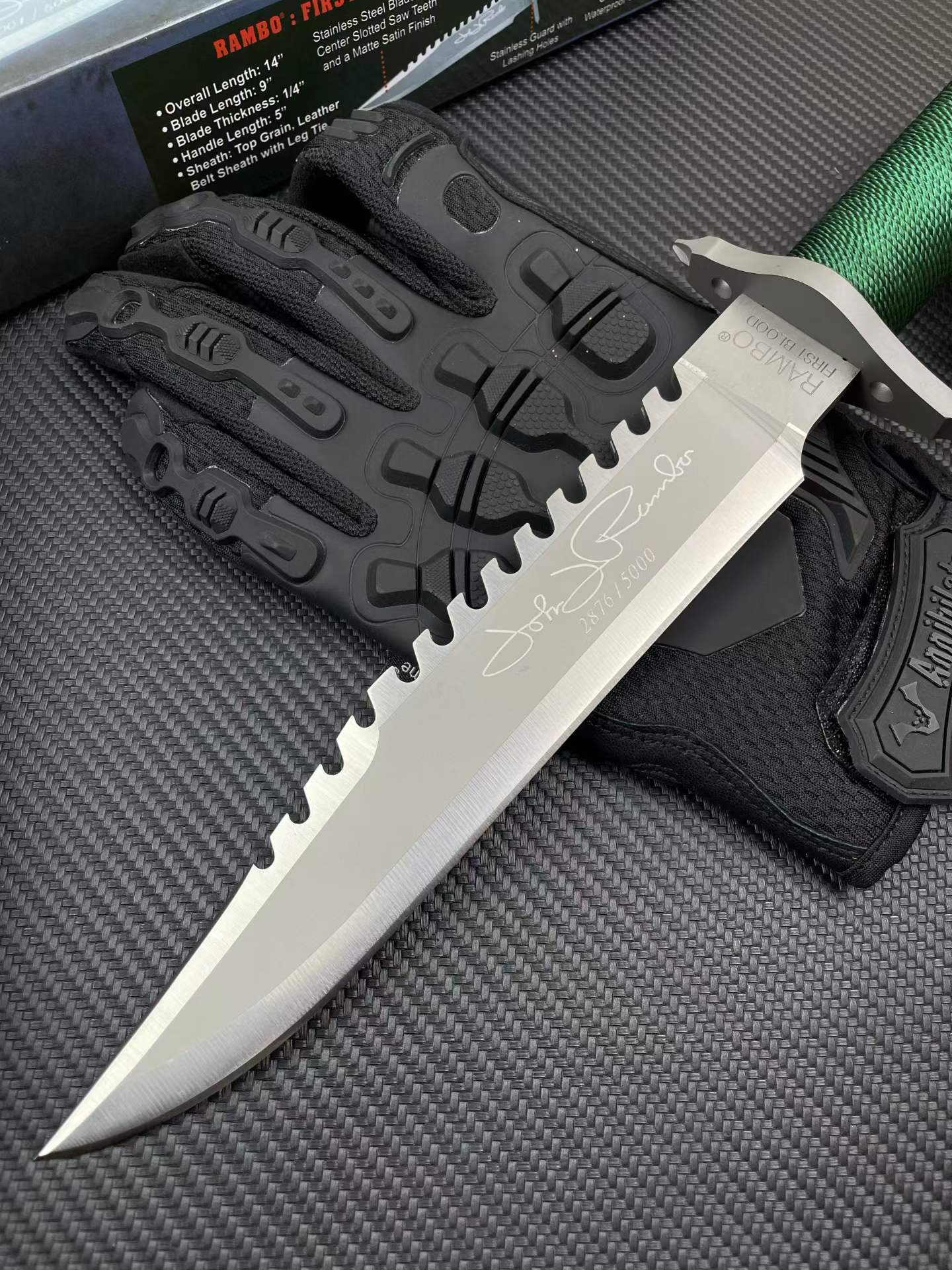 14'' New Rambo 1 First Blood Bowie Camping Combat Tactics Hunting Knife VTH38A