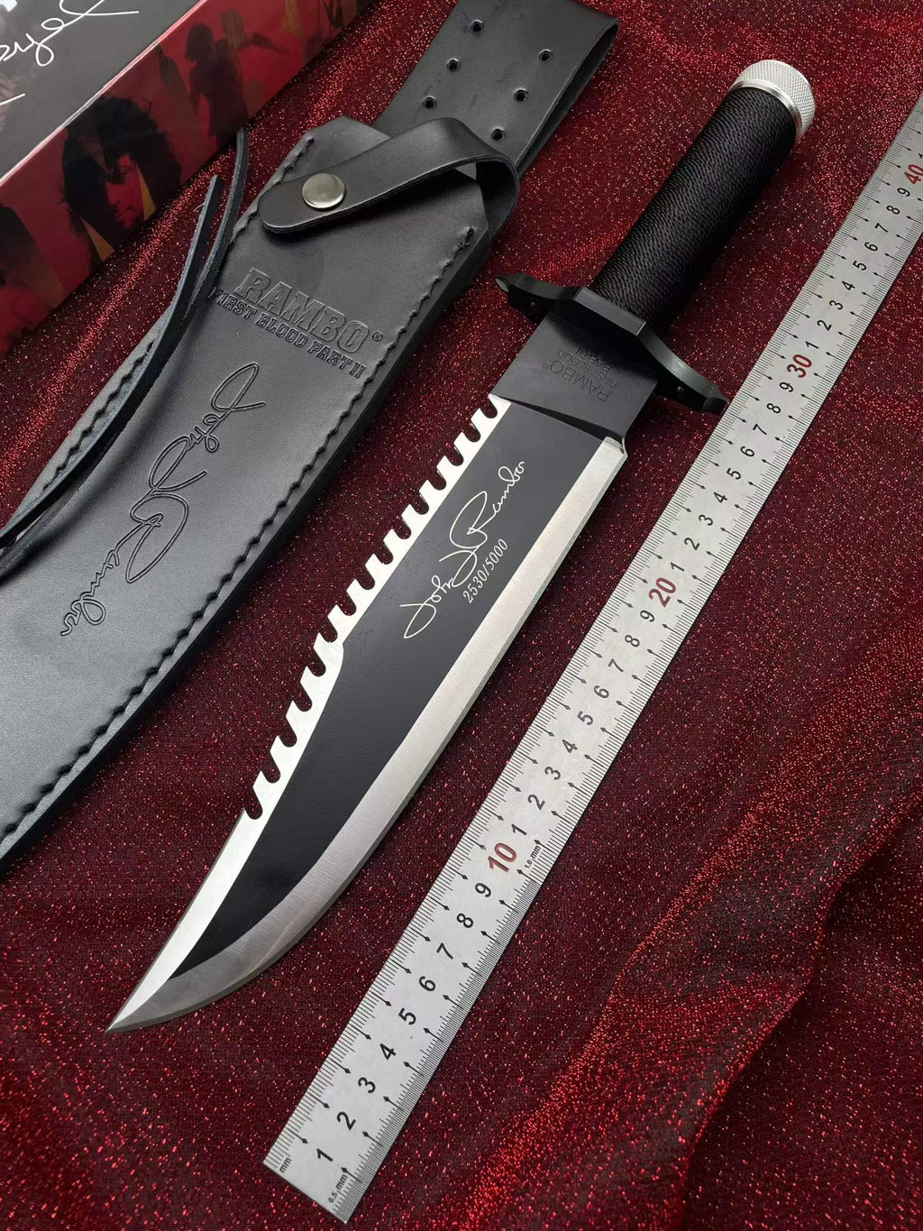 15'' New Rambo 2 Hand signed version Camping Tactics Hunting Knife VTH38B
