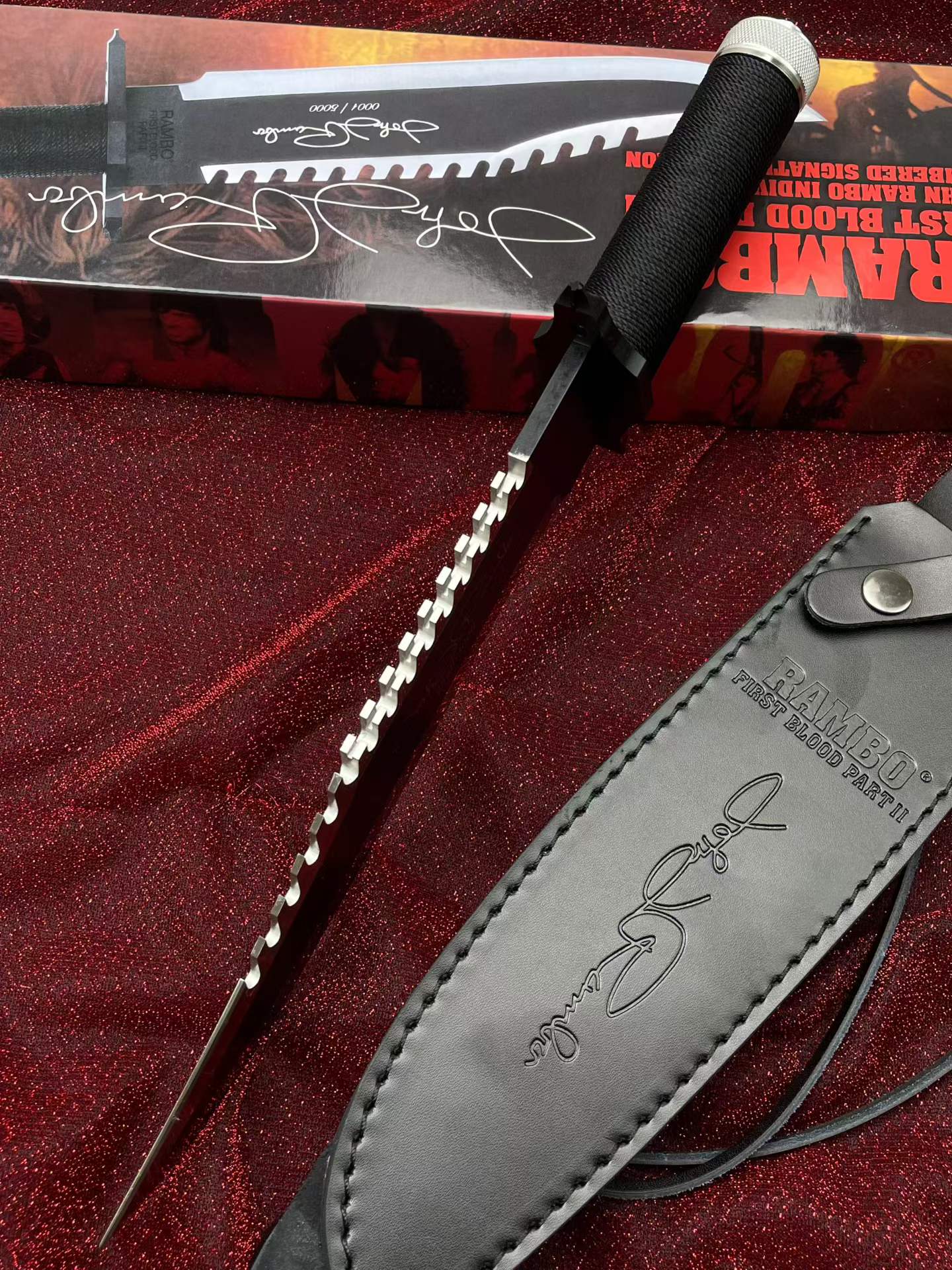 15'' New Rambo 2 Hand signed version Camping Tactics Hunting Knife VTH38B
