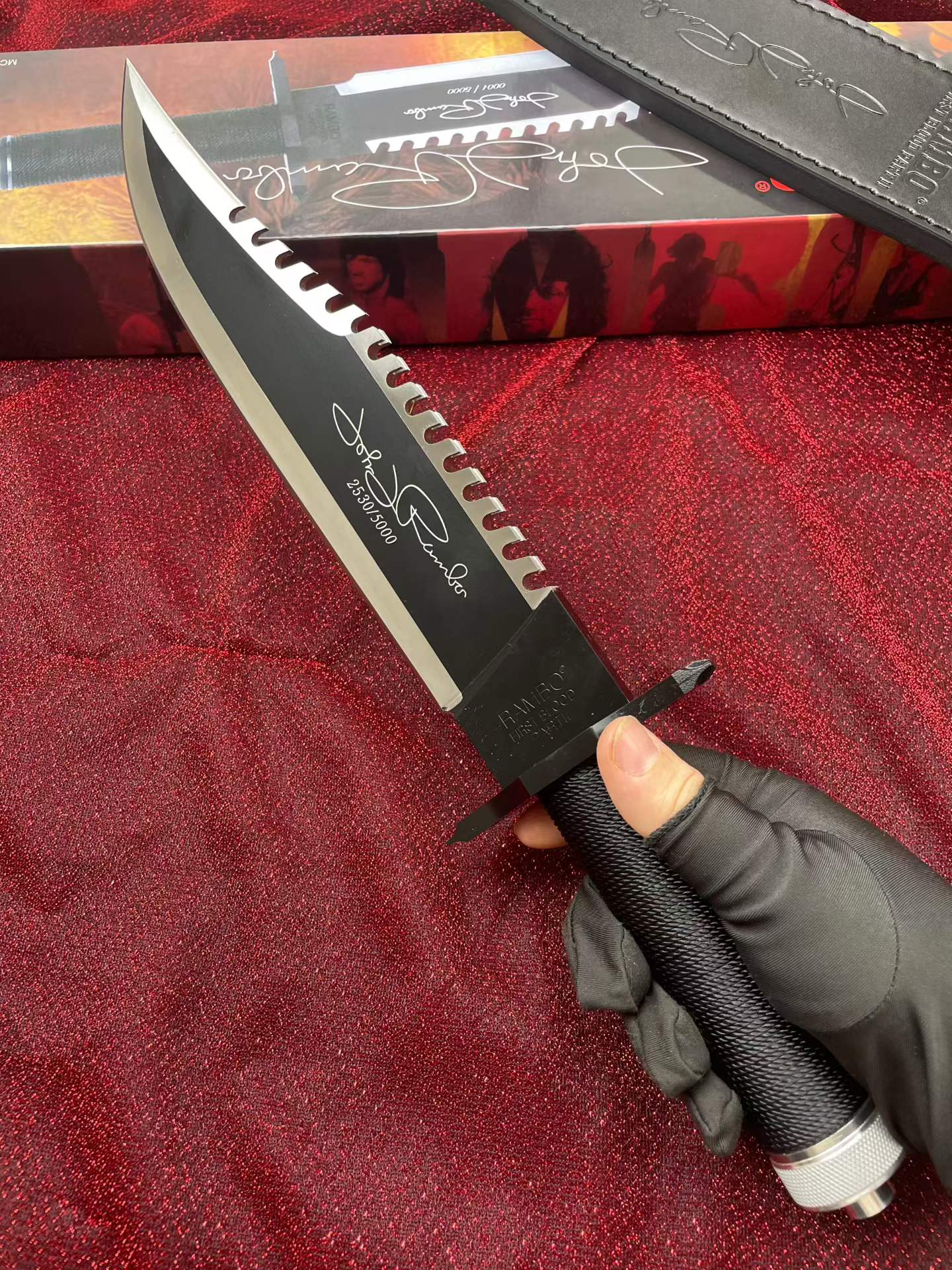 15'' New Rambo 2 Hand signed version Camping Tactics Hunting Knife VTH38B