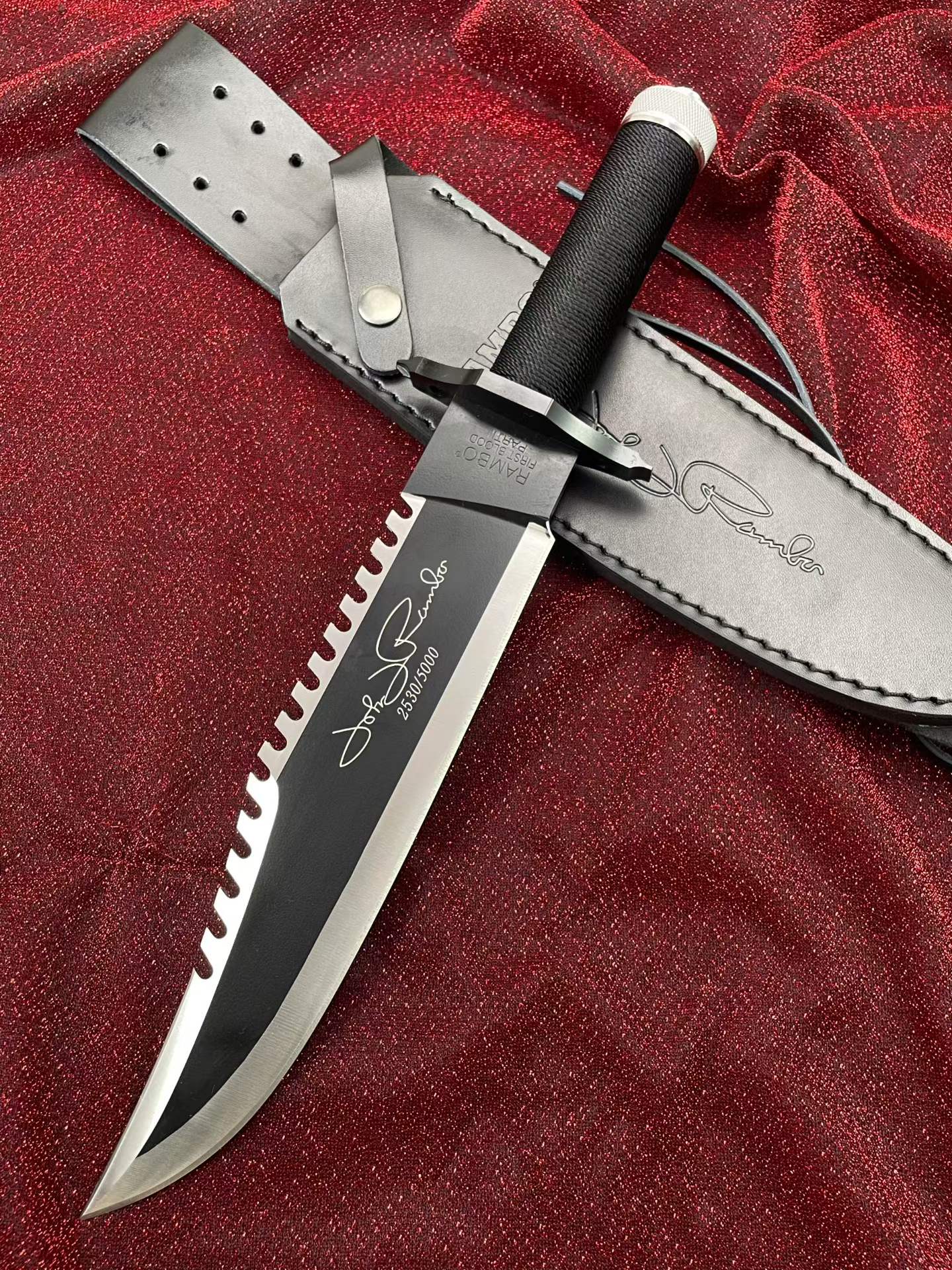 15'' New Rambo 2 Hand signed version Camping Tactics Hunting Knife VTH38B