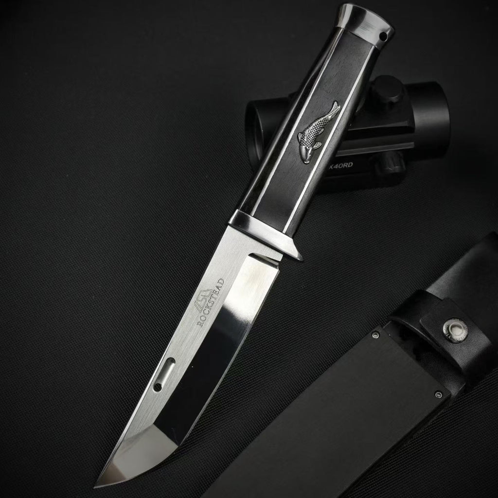 10'' New AUS-10 Steel Blade Ebony Handle Camping Outdoor Utility Tool Hunting Knife