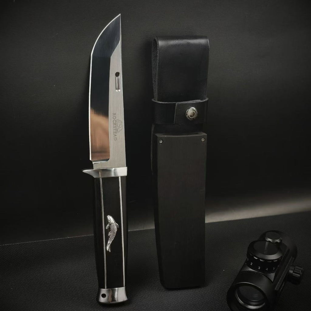 10'' New AUS-10 Steel Blade Ebony Handle Camping Outdoor Utility Tool Hunting Knife