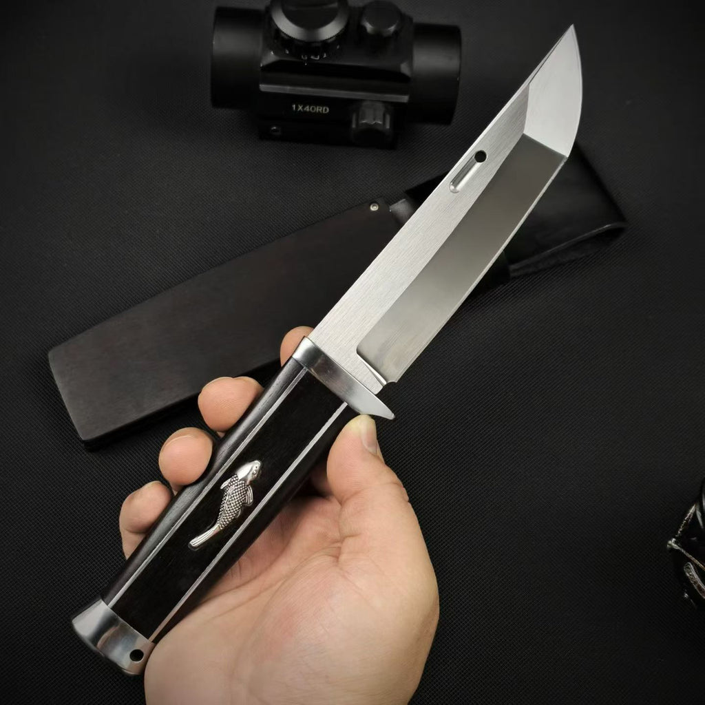 10'' New AUS-10 Steel Blade Ebony Handle Camping Outdoor Utility Tool Hunting Knife