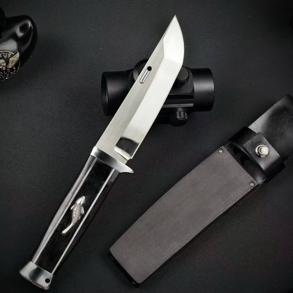 10'' New AUS-10 Steel Blade Ebony Handle Camping Outdoor Utility Tool Hunting Knife