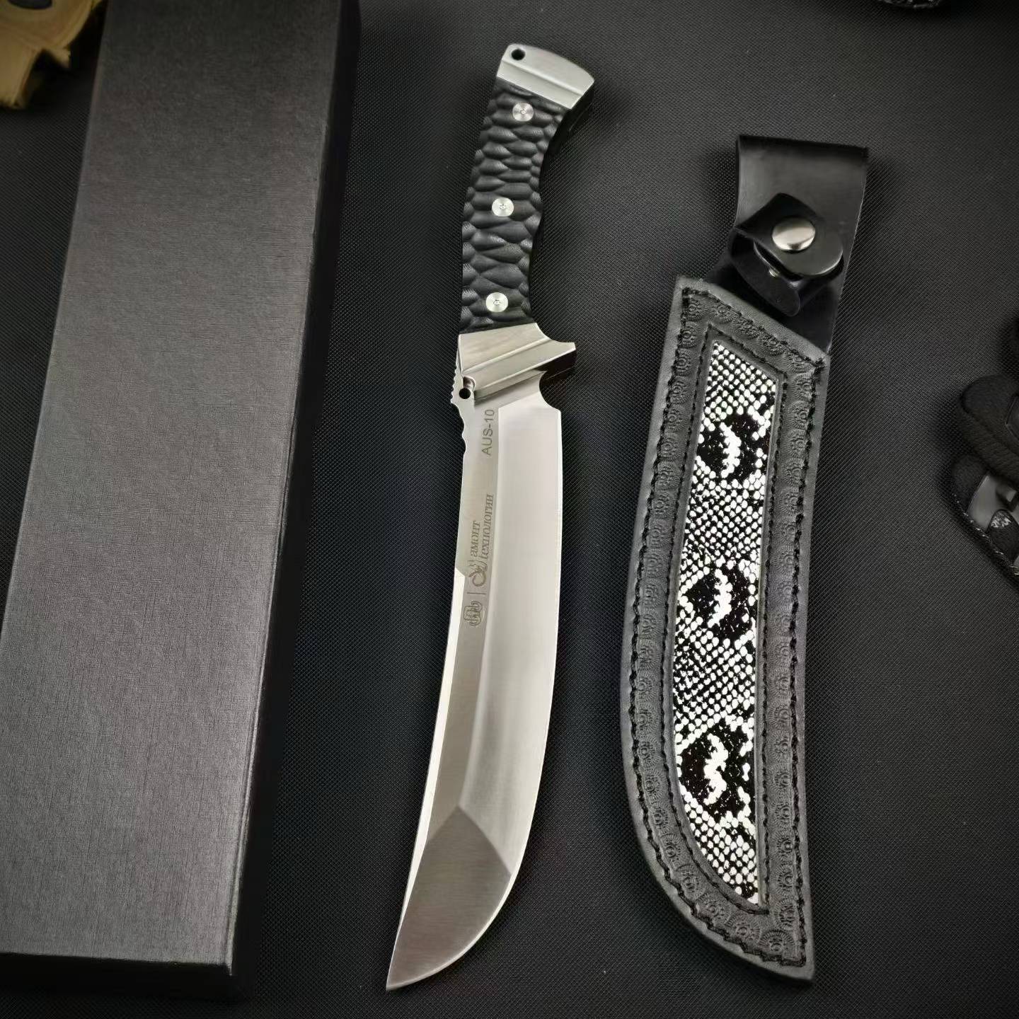 13'' New AUS-10 Steel Blade G10 Handle Camping Outdoor Utility Tactics Hunting Knife