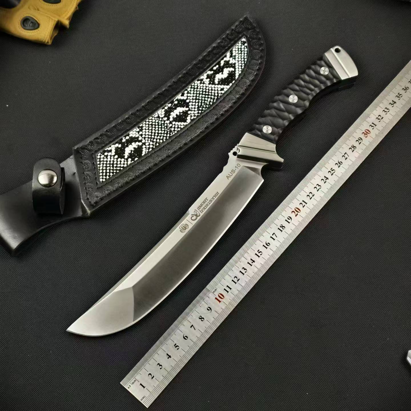 13'' New AUS-10 Steel Blade G10 Handle Camping Outdoor Utility Tactics Hunting Knife