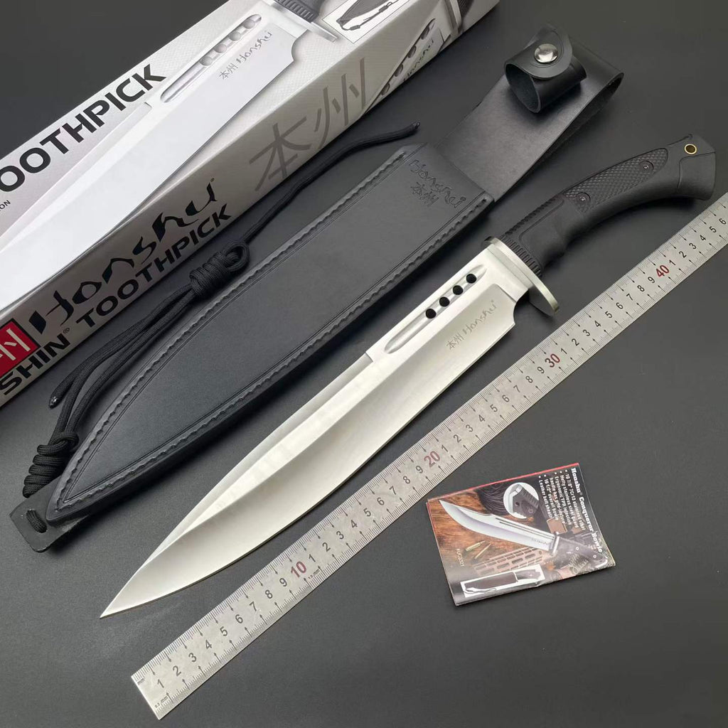 19'' New 7Cr13MoV High-Chrome Steel Blade TPR Handle Camping Outdoor Utility Tactics Hunting Knife UC3394