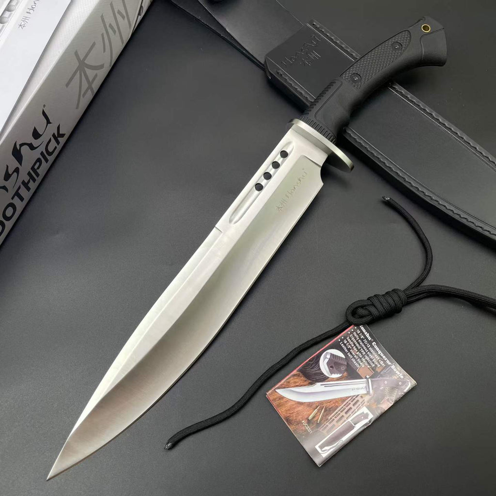19'' New 7Cr13MoV High-Chrome Steel Blade TPR Handle Camping Outdoor Utility Tactics Hunting Knife UC3394
