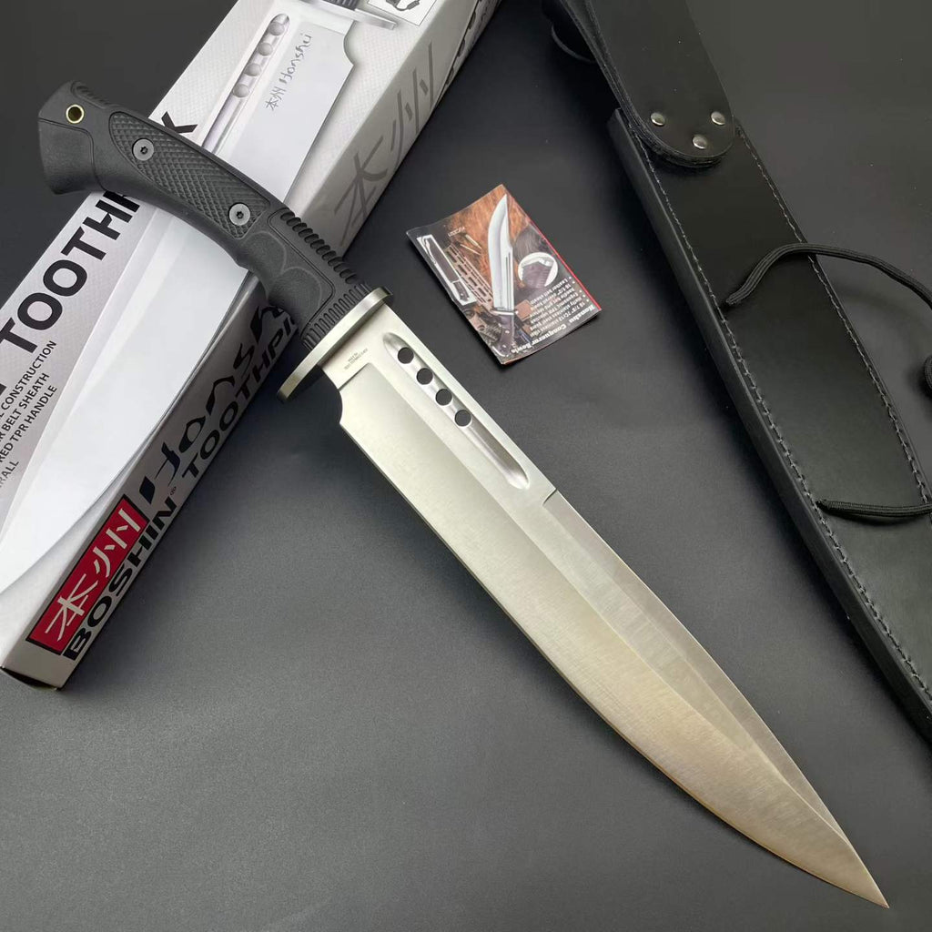 19'' New 7Cr13MoV High-Chrome Steel Blade TPR Handle Camping Outdoor Utility Tactics Hunting Knife UC3394