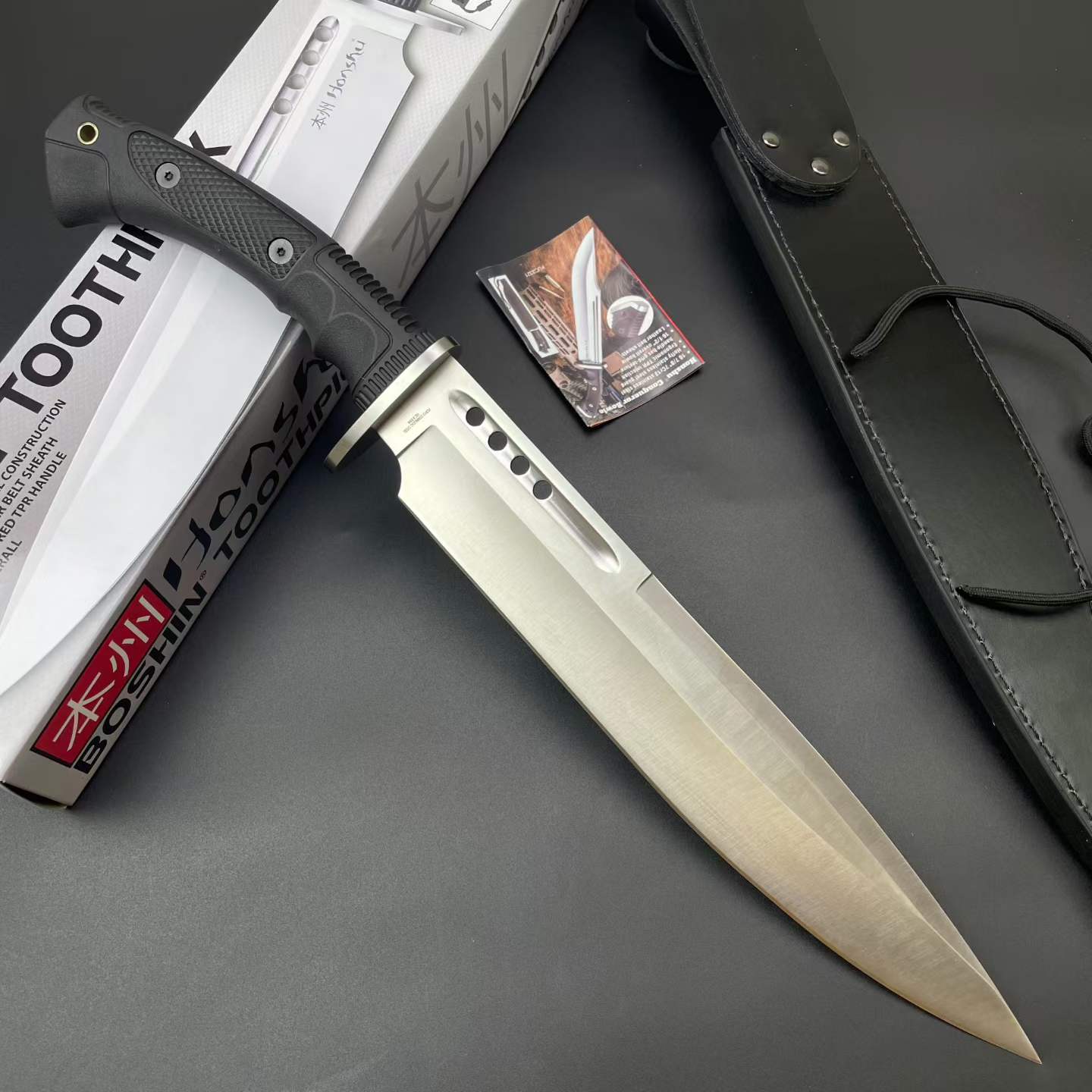 19'' New 7Cr13MoV High-Chrome Steel Blade TPR Handle Camping Outdoor Utility Tactics Hunting Knife UC3394