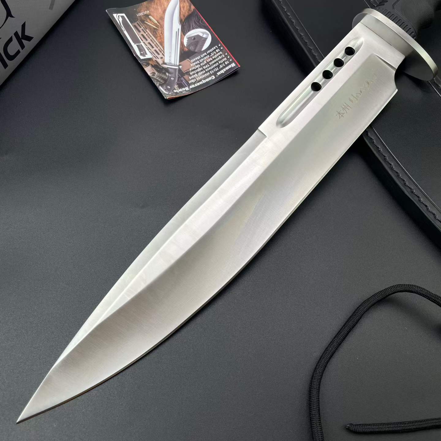 19'' New 7Cr13MoV High-Chrome Steel Blade TPR Handle Camping Outdoor Utility Tactics Hunting Knife UC3394