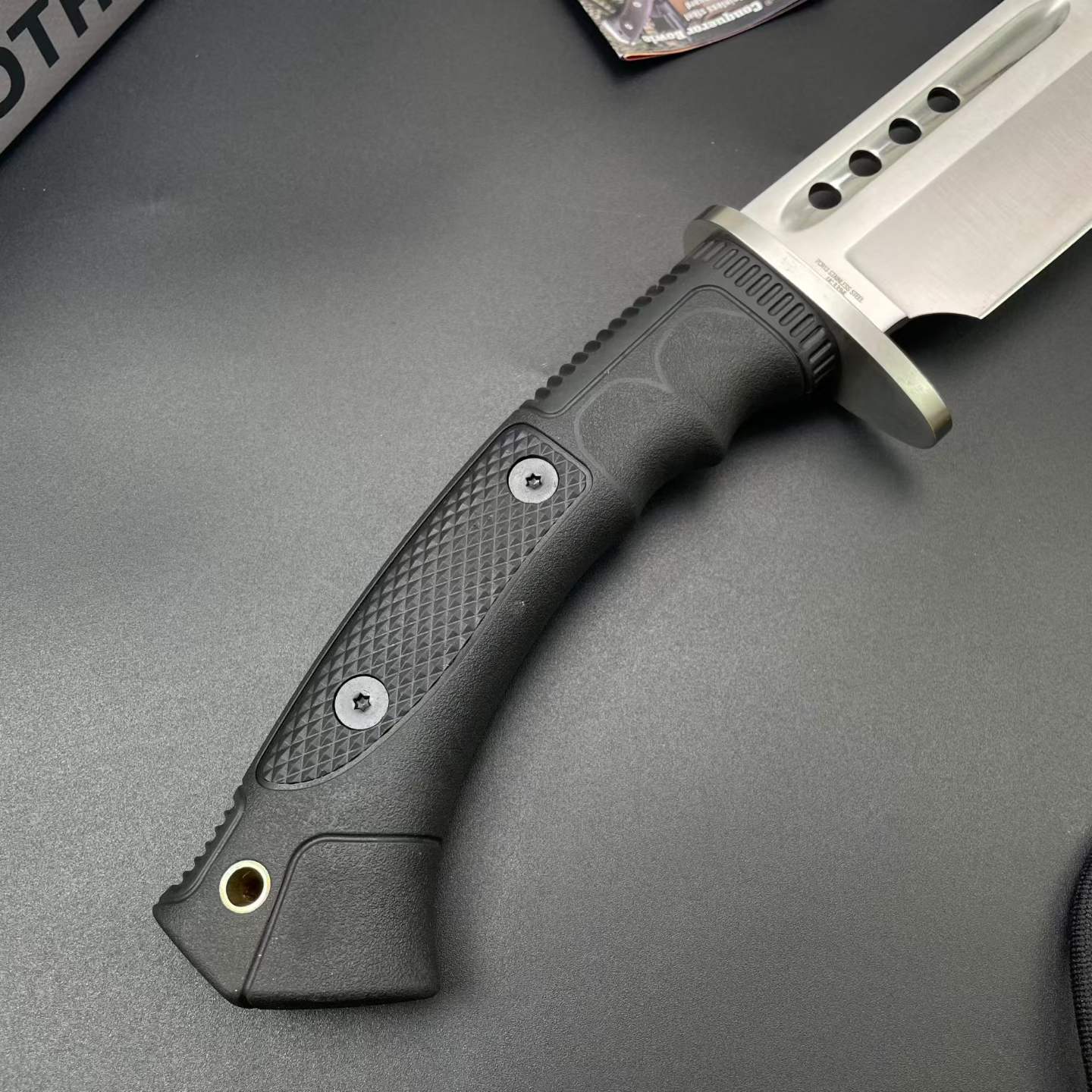19'' New 7Cr13MoV High-Chrome Steel Blade TPR Handle Camping Outdoor Utility Tactics Hunting Knife UC3394