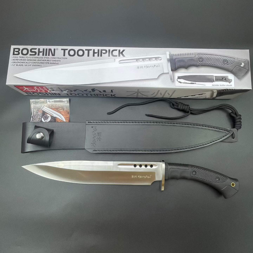 19'' New 7Cr13MoV High-Chrome Steel Blade TPR Handle Camping Outdoor Utility Tactics Hunting Knife UC3394