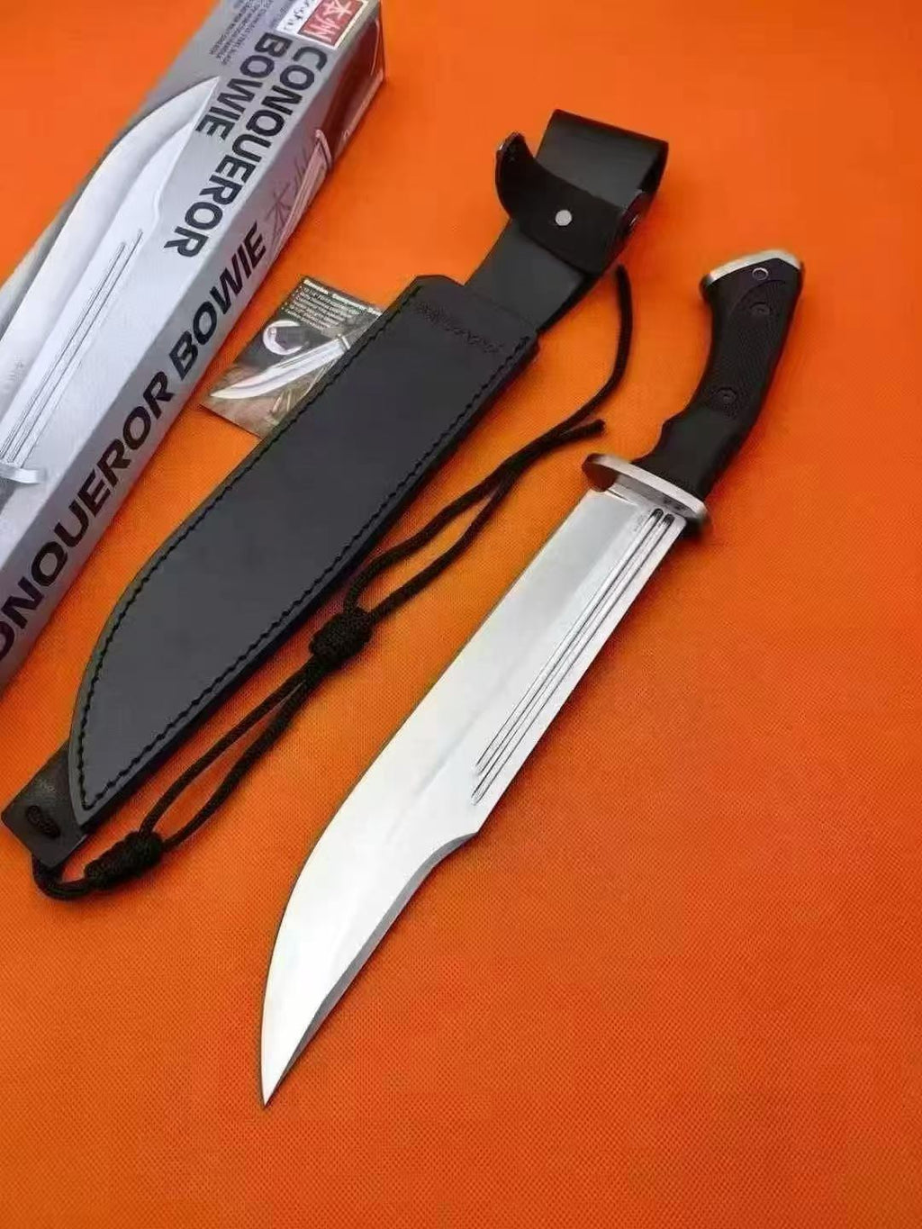 16'' New 7Cr13MoV High-Chrome Steel Blade TPR Handle Camping Outdoor Utility Tactics Hunting Knife UC3321
